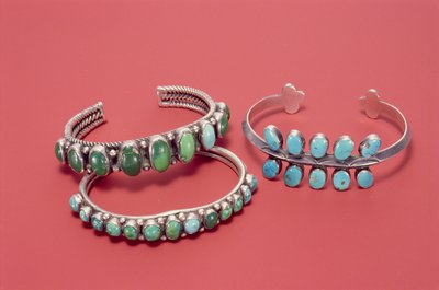 Navajo armbanden (zilver en turquoise) door American School
